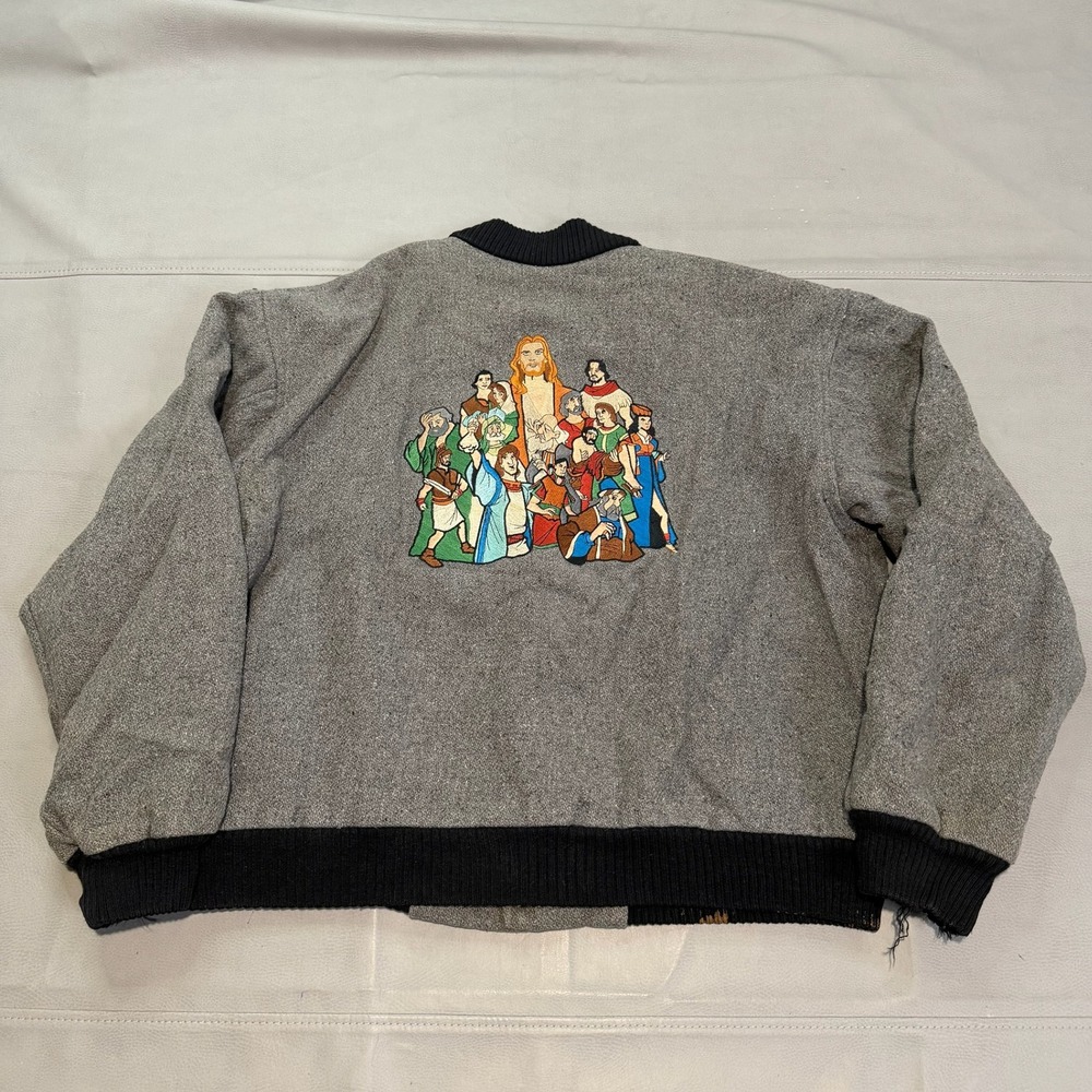True VTG 80s Jesus & Disciples Wool Varsity Bomber Letterman Jacket Y2K Men-L-